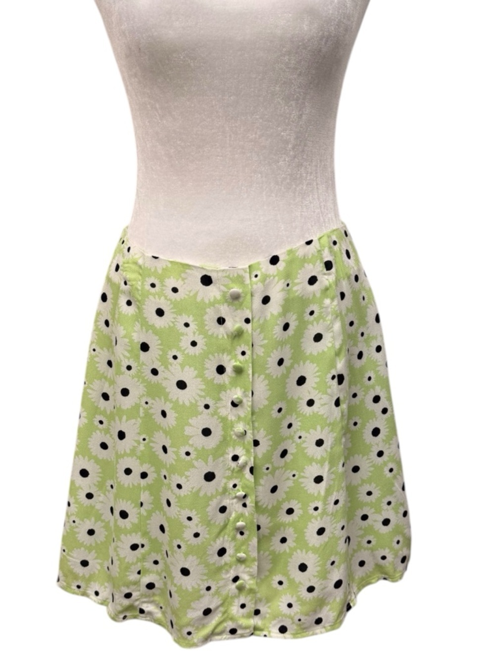 Forever 21 Lime Green Daisy Mini Skirt, Size Medium NWT